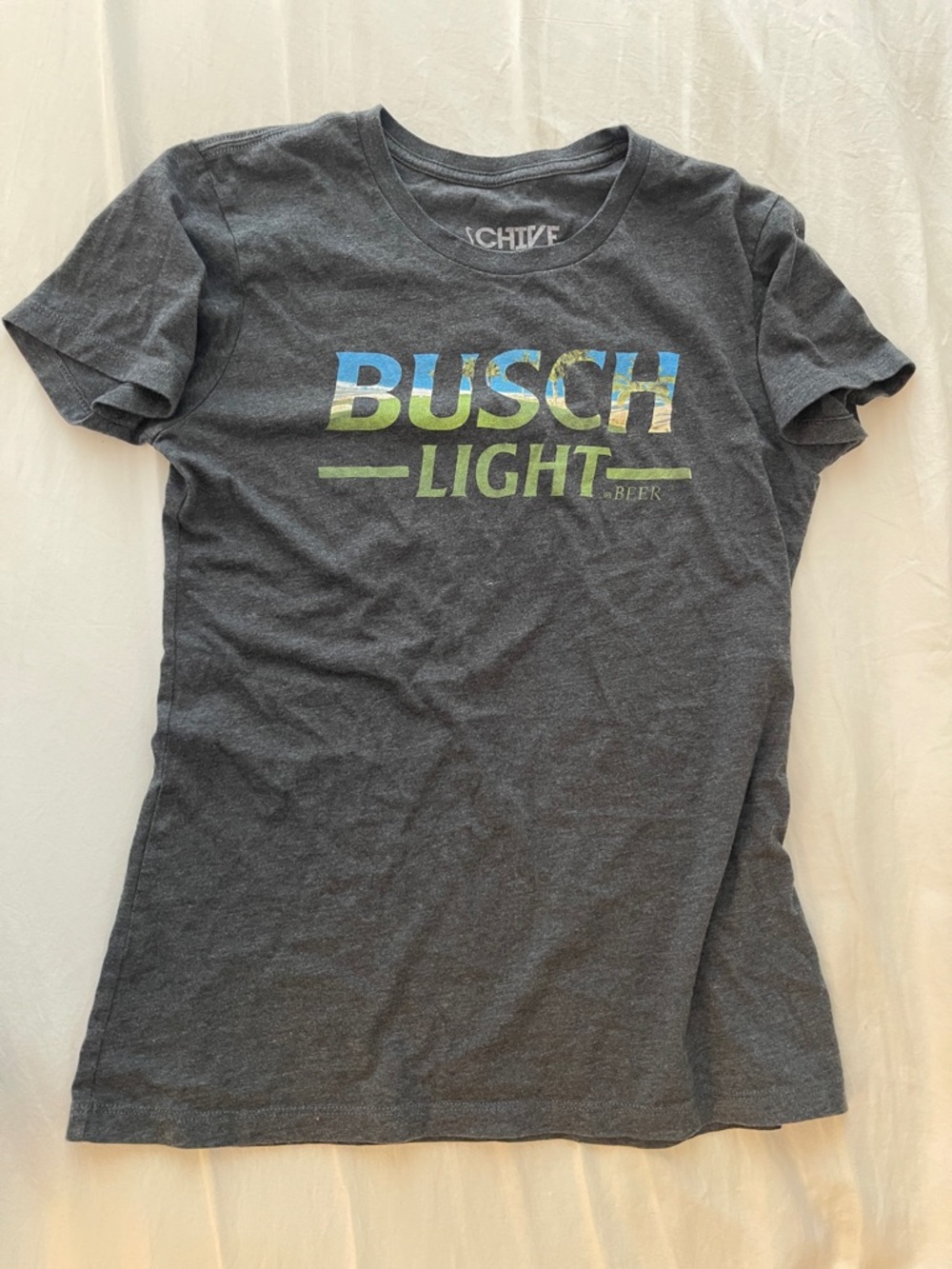 Women's Charcoal Busch Light Beer Logo Graphic Tee